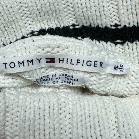 Vintage 90s Tommy Hilfiger White Cable Knit Sweater Size Medium Made in Japan - Picture 7 of 7